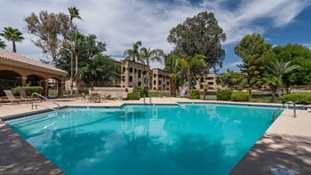 Catalina Canyon refreshing pool with lounge chairs.